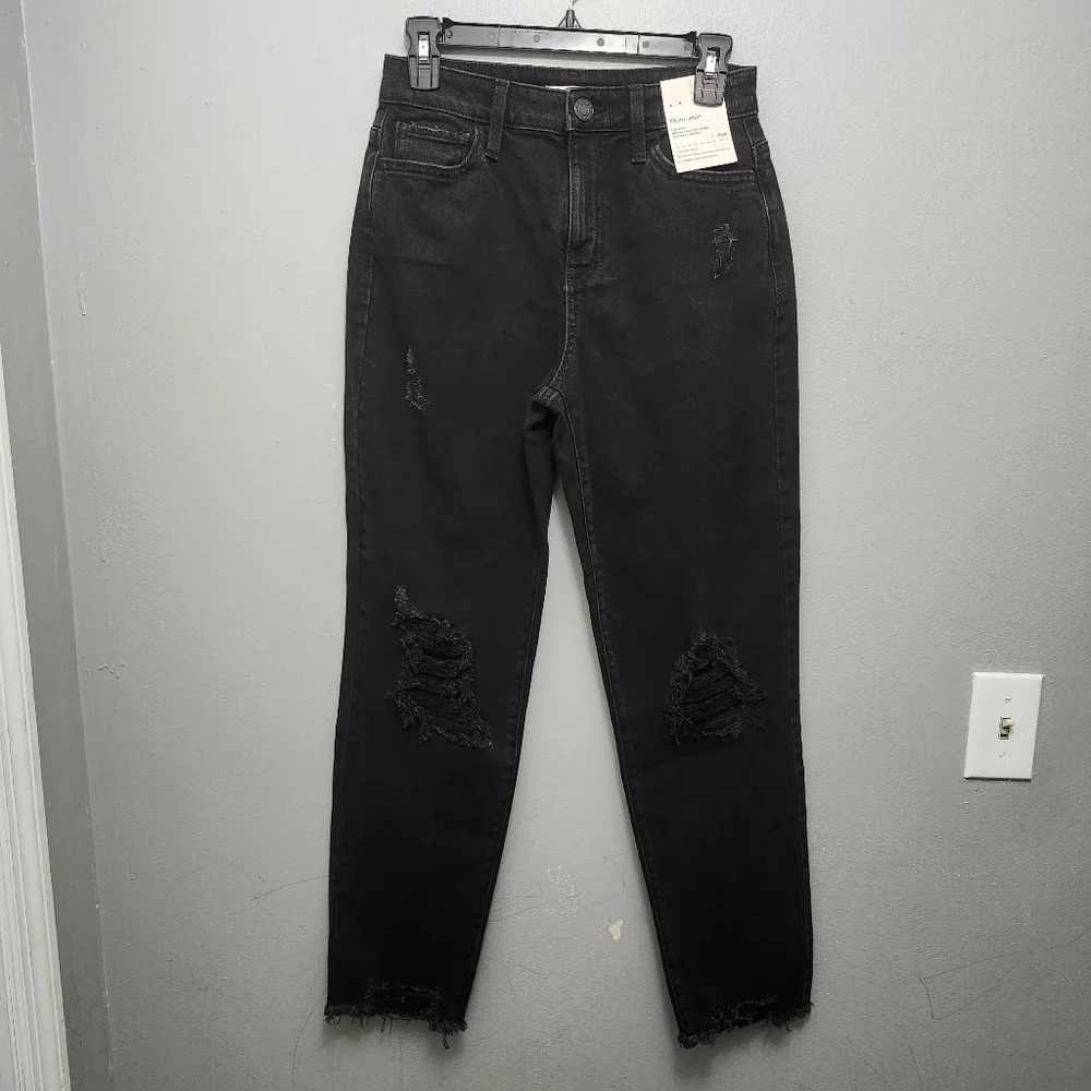 So women's high rise mom jeans size 26 black distressed